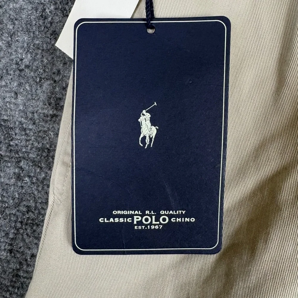 Polo Ralph Lauren Andrew Pant Mens 46x30 Khaki Tan Pleated Classic Chino NWT